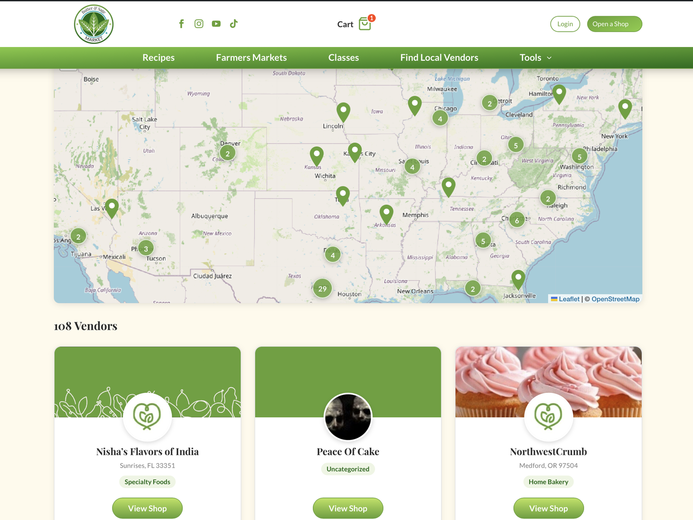 Vendor map showing local sellers near you