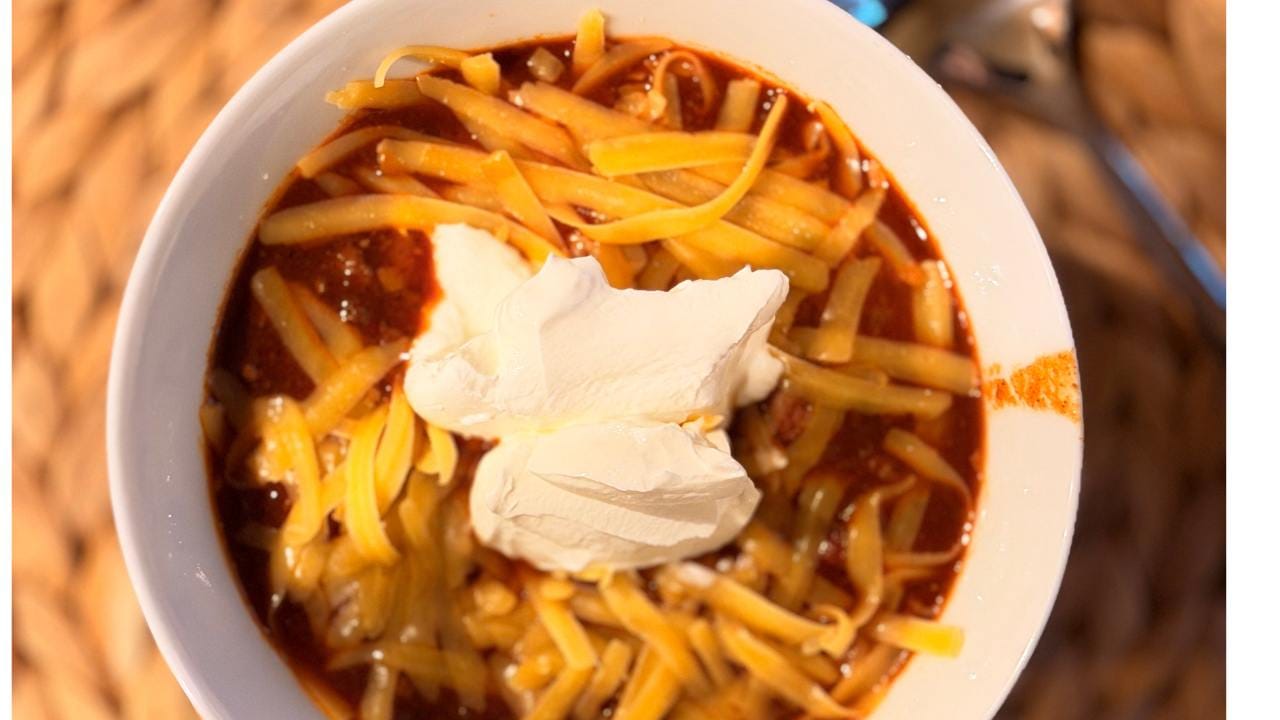 A bowl of Texas Chili