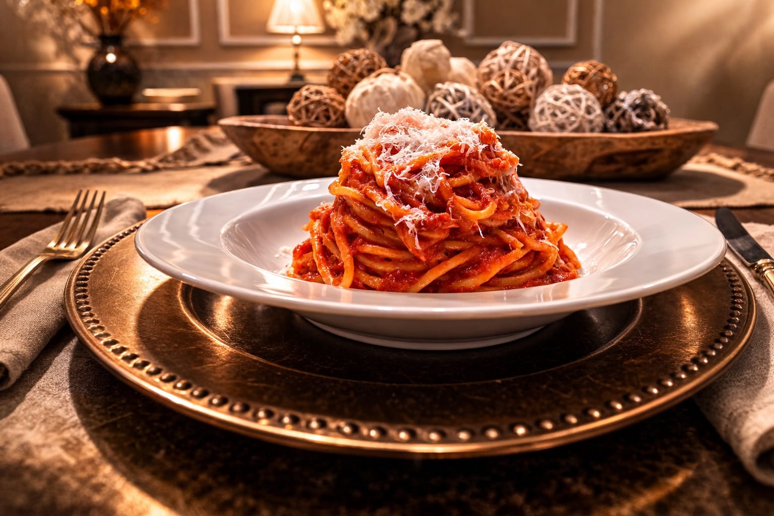 Bowl of pasta all'amatriciana as a cozy weeknight dinner