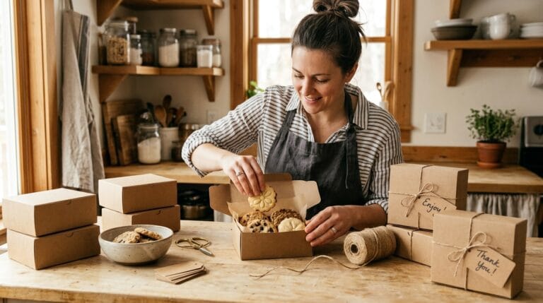 HotPlate vs. Butter & Sage Market: What Pre-Order Platforms Miss About Building a Real Food Business 4 Cottage food baker packaging artisan cookies for online custom orders — platform comparison HotPlate vs Butter and Sage Market