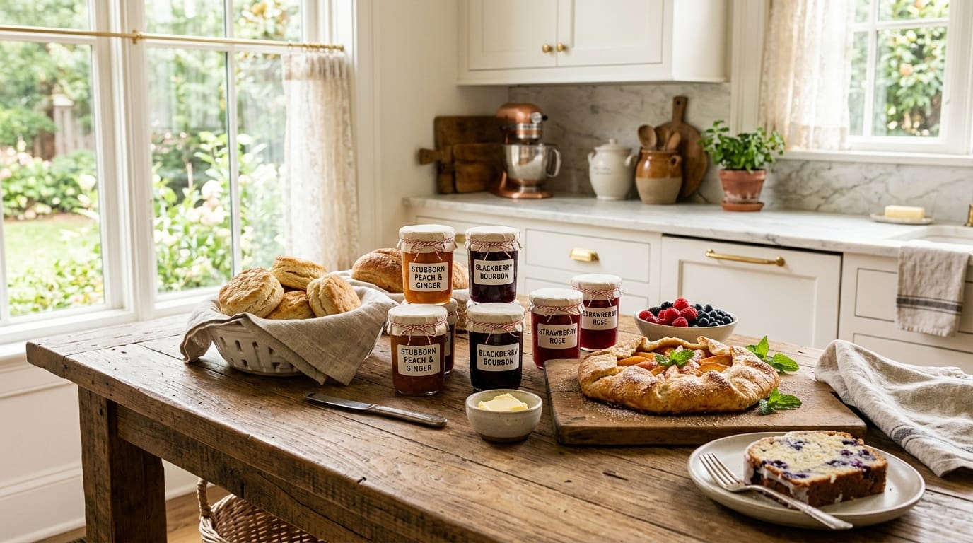 South Carolina cottage food products displayed at a farmers market stall