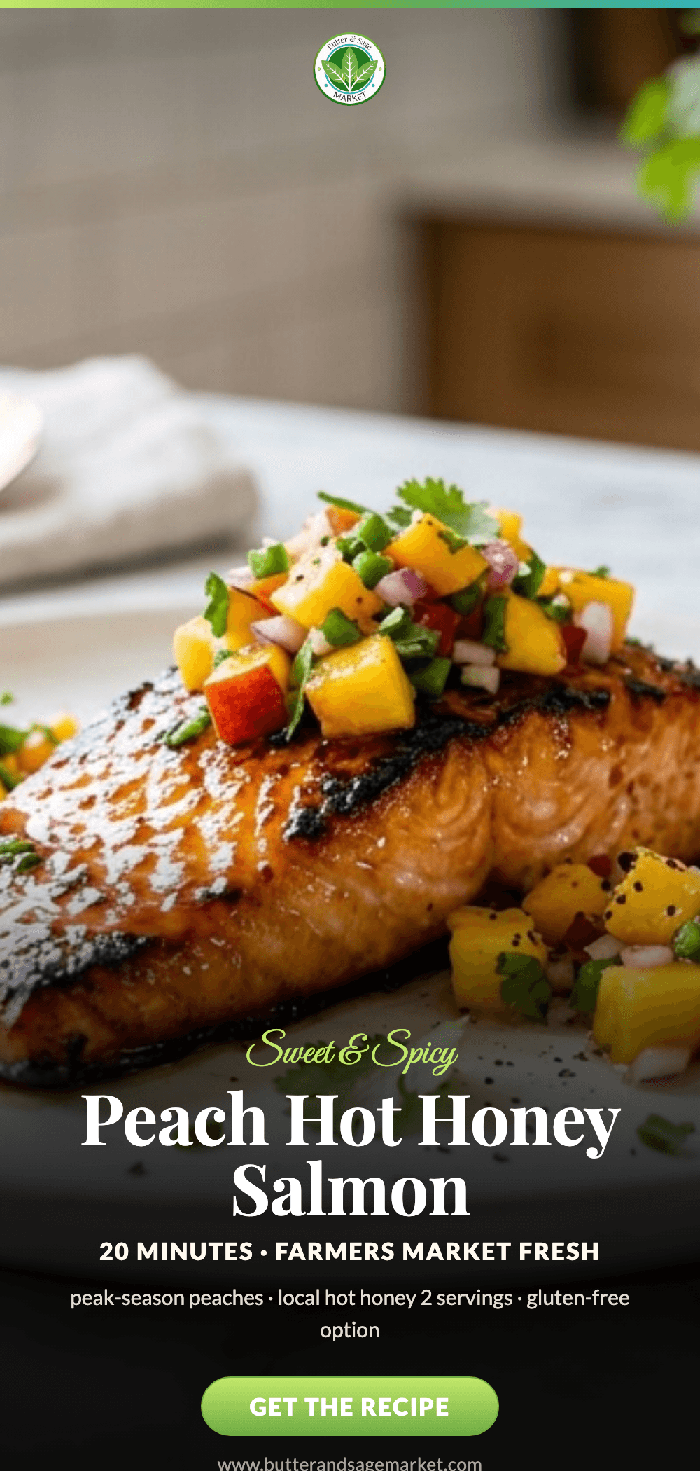 Peach Hot Honey Glazed Salmon