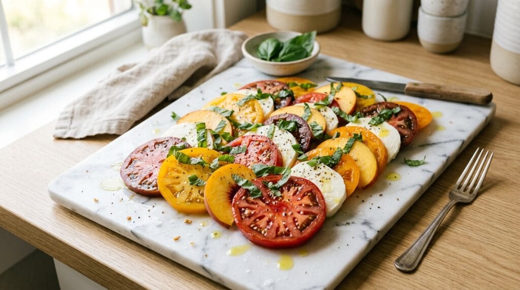 Tomato and Peach Caprese: The No-Cook Summer Dish That Belongs on Every Table in July 2 Tomato and Peach Caprese