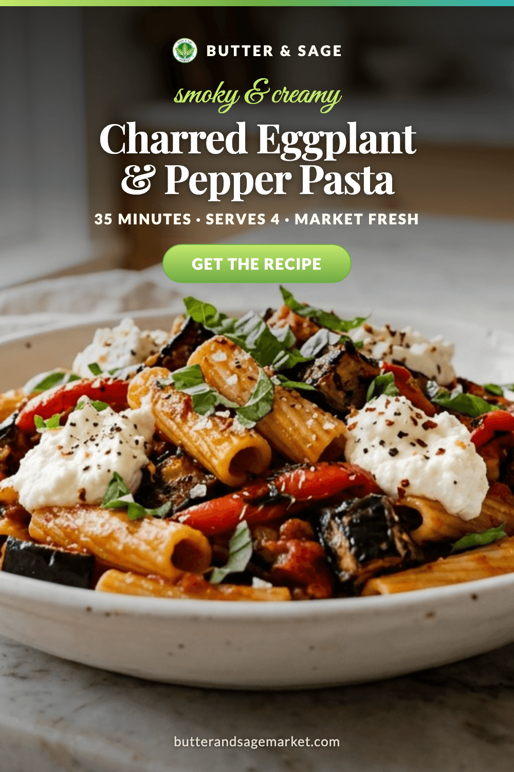 Charred Eggplant and Sweet Pepper Pasta with Ricotta and Basil 3 Charred Eggplant and Sweet Pepper Pasta with Ricotta and Basil