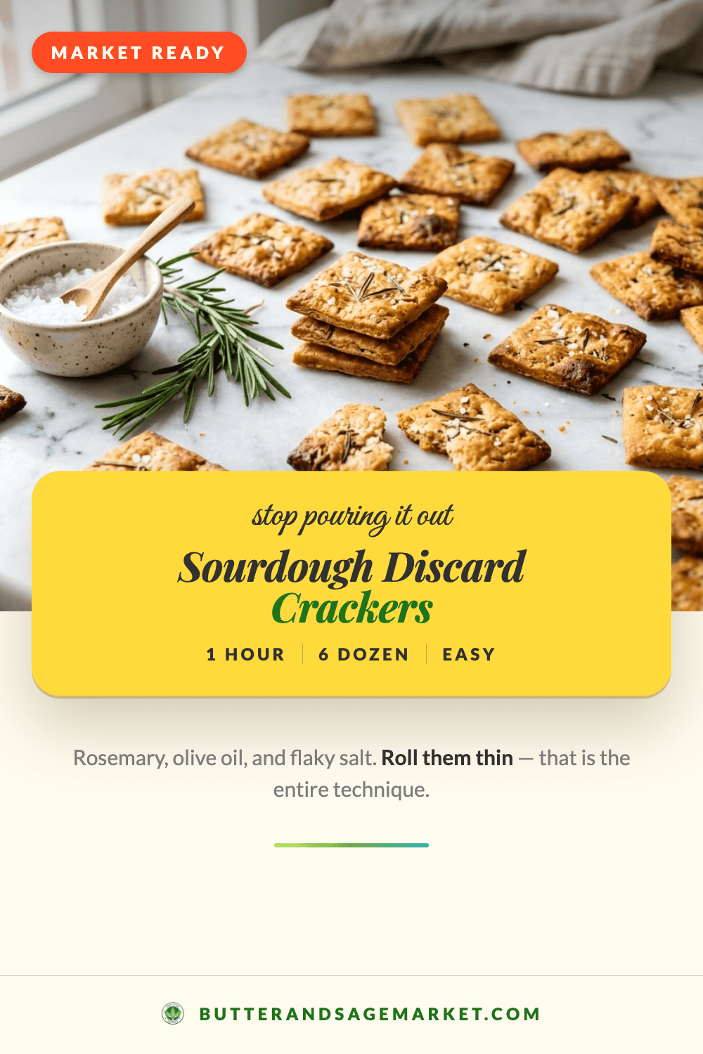 Sourdough Discard Crackers with Rosemary and Flaky Salt