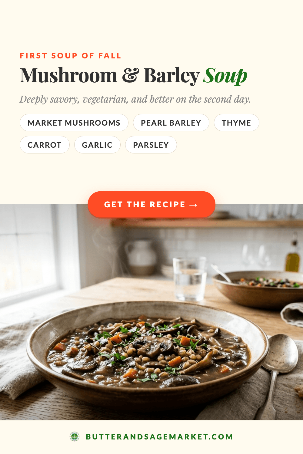 Farmers Market Mushroom and Barley Soup