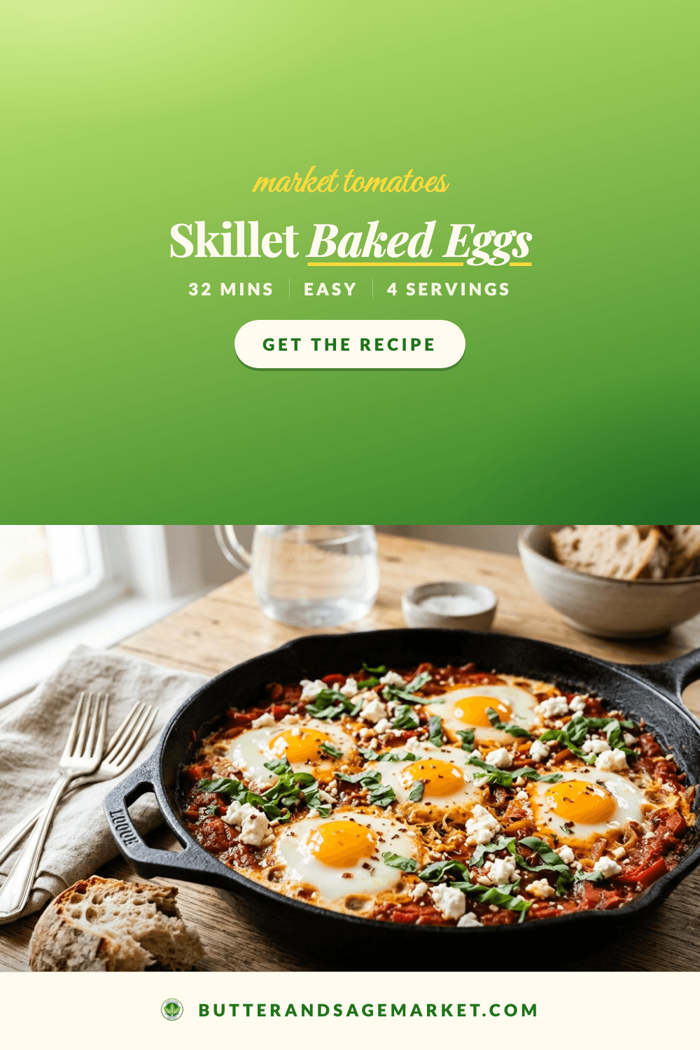 Skillet Baked Eggs with Blistered Tomatoes and Feta 3 Skillet Baked Eggs with Blistered Tomatoes and Feta