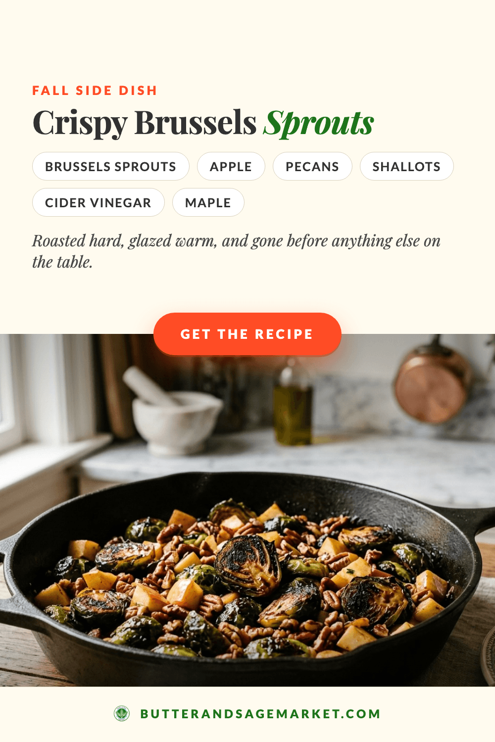 Crispy Brussels Sprouts with Apples, Pecans, and a Cider Glaze