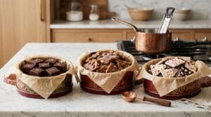 Squares of chocolate fudge